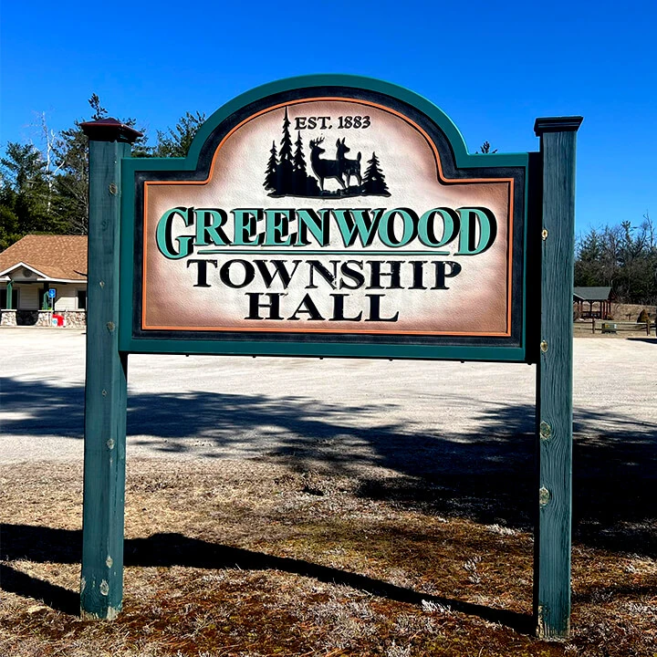 Greenwood Township Hall sign Greenwood Township Hall sign